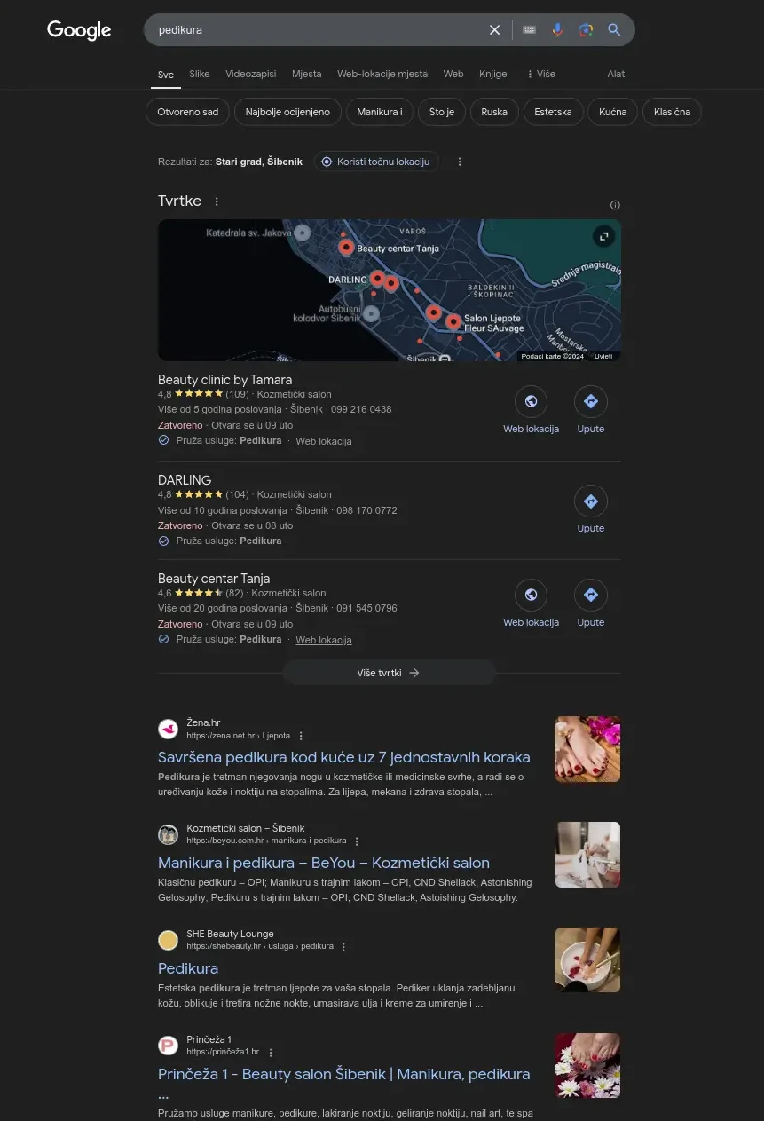 google search results for pedikura keyword
