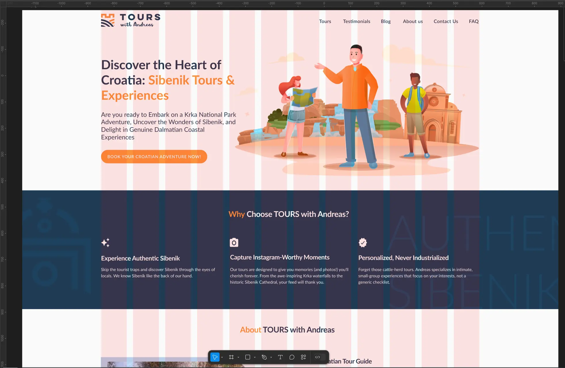tours with andreas high fidelity mockups